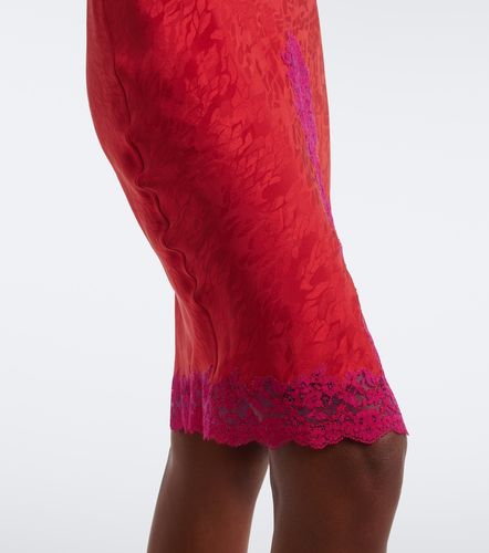 Robe midi en jacquard de soie à dentelle - Saint Laurent - Modalova
