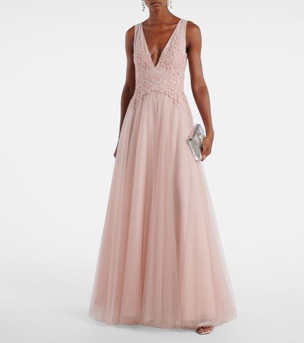 Robe longue en tulle à fleurs - Costarellos - Modalova