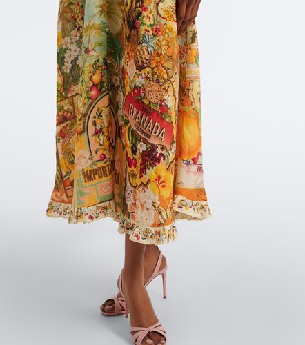 Robe midi en lin à imprimé - Camilla - Modalova
