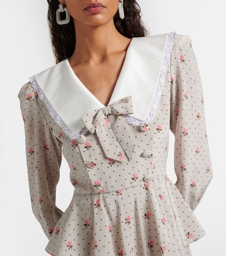 Robe midi en soie à pois et fleurs - Alessandra Rich - Modalova
