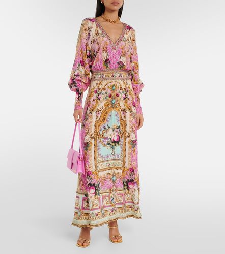 Robe longue en soie à fleurs - Camilla - Modalova