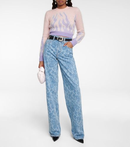 Pull raccourci en jacquard de mohair et laine mélangés - Alessandra Rich - Modalova