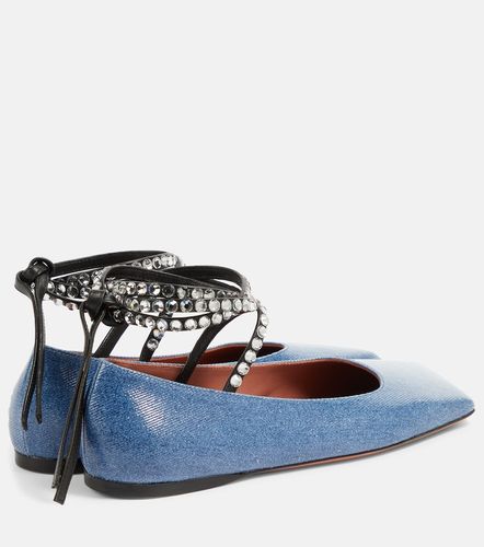 Ballerines Ane en denim à ornements - Amina Muaddi - Modalova
