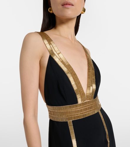 Robe longue en crêpe à ornements - Costarellos - Modalova