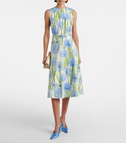 Robe midi en coton mélangé à fleurs - Oscar de la Renta - Modalova