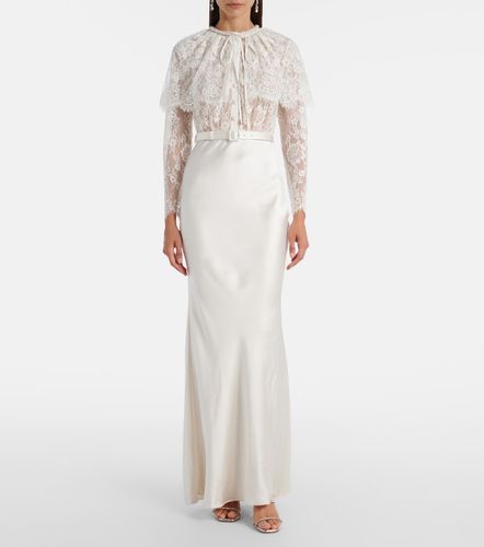 Robe longue en dentelle et satin - Self-Portrait - Modalova