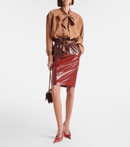 Jupe crayon en coton enduit - Saint Laurent - Modalova