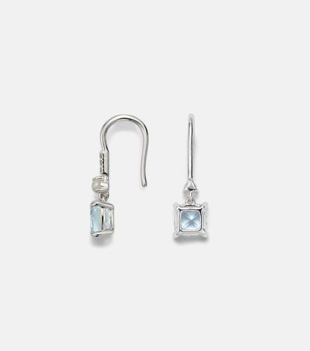 Boucles d’oreilles en or blanc 14 ct, aigues-marines, perles et diamants - Stone and Strand - Modalova