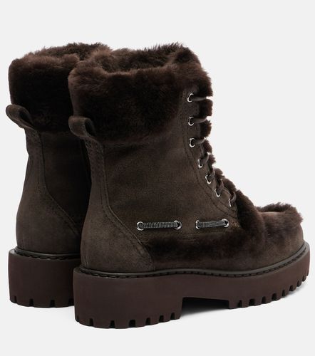 Bottines à lacets en daim et shearling - Brunello Cucinelli - Modalova