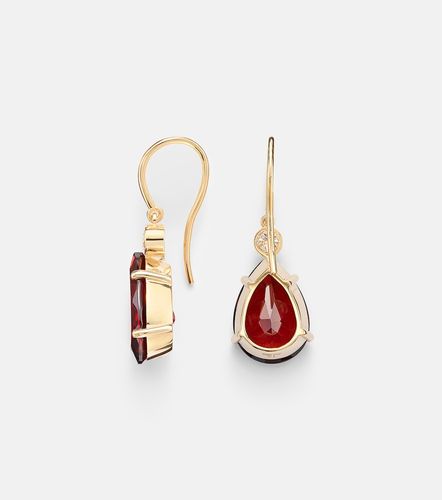 Boucles d’oreilles en or 14 ct (750/1000) avec grenats et diamants - Ileana Makri - Modalova