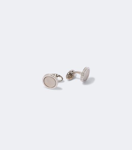 Boutons de manchette en argent à cristaux - Giorgio Armani - Modalova