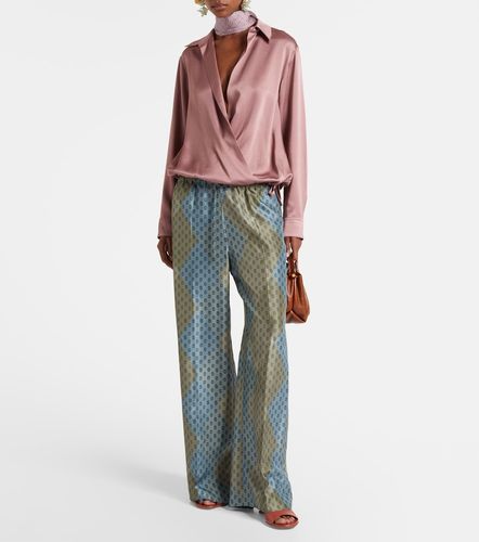 Pantalon droit imprimé en satin de soie - Dries Van Noten - Modalova
