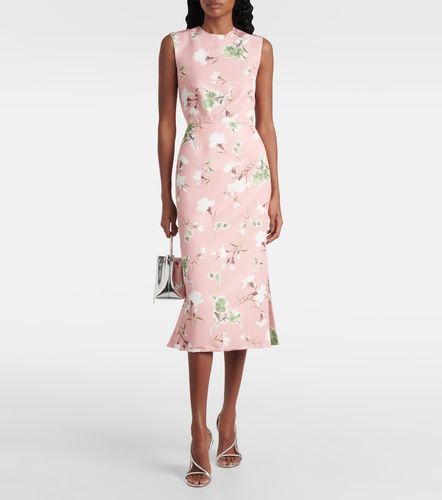 Robe midi en coton mélangé à fleurs - Erdem - Modalova