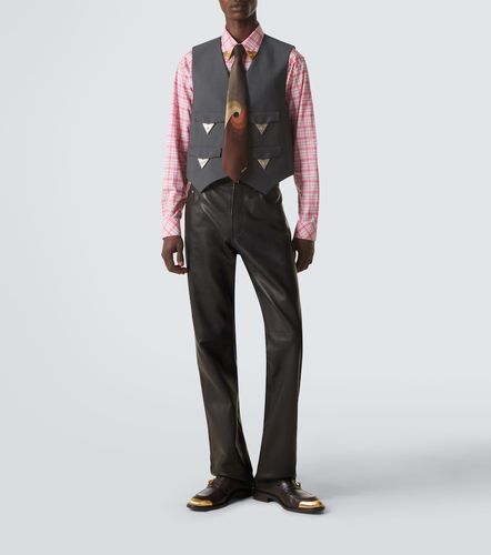 Versace Pantalon droit en cuir - Versace - Modalova