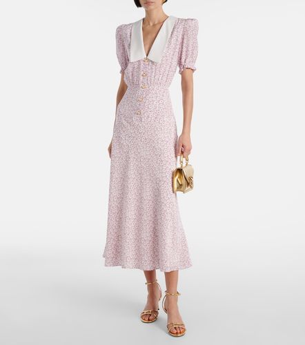 Robe midi en soie à fleurs - Alessandra Rich - Modalova