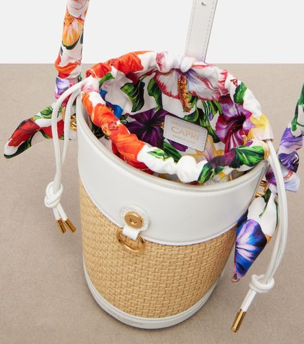 Sac seau en raphia à finitions en cuir - Dolce&Gabbana - Modalova