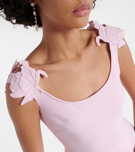 Robe midi en laine et soie à fleurs - Valentino - Modalova