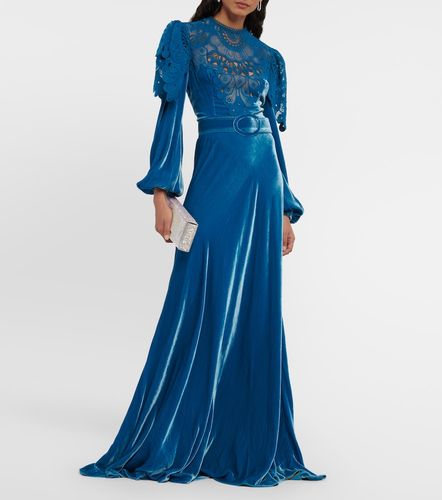 Robe longue en velours de soie mélangée - Costarellos - Modalova