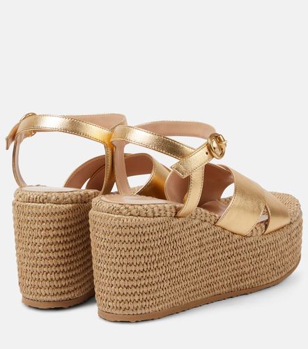 Sandales compensées en cuir et raphia - Gianvito Rossi - Modalova