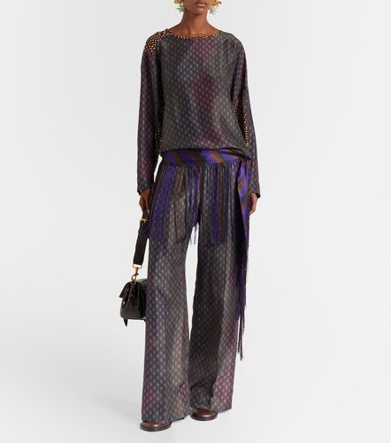 Pantalon droit imprimé en satin de soie - Dries Van Noten - Modalova