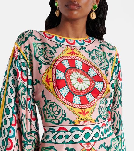 Robe longue imprimée en soie - Dolce&Gabbana - Modalova