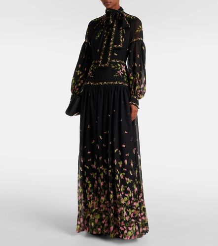 Robe longue en voile de soie à fleurs - Erdem - Modalova