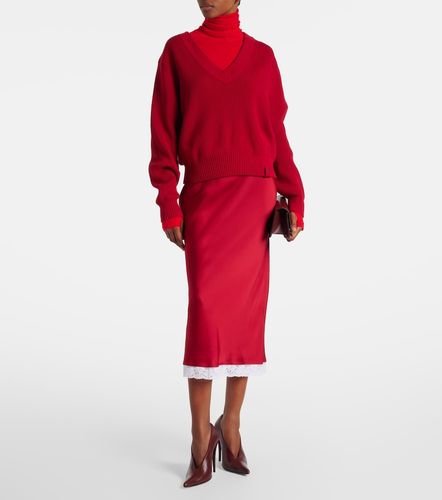 Jupe midi en satin et dentelle - Victoria Beckham - Modalova