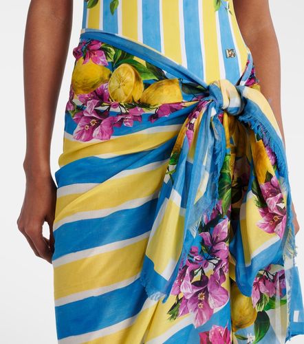 Paréo imprimé en coton à fleurs - Dolce&Gabbana - Modalova