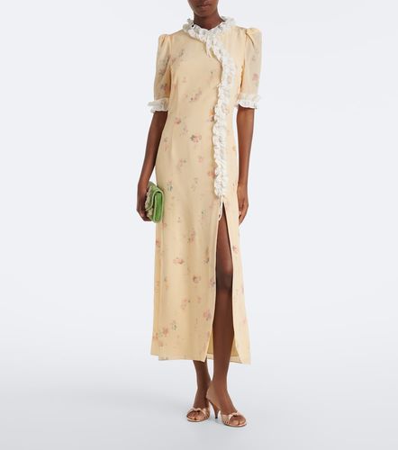 Robe midi en soie à fleurs - Alessandra Rich - Modalova