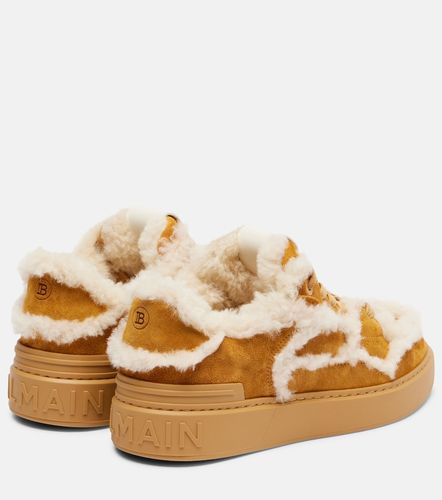 Baskets en daim et shearling - Balmain - Modalova
