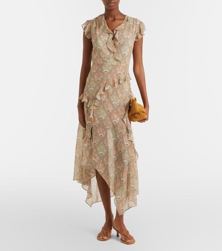 Robe midi Avenel en soie imprimée à volants - Veronica Beard - Modalova