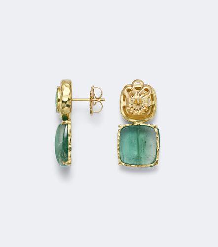 Boucles d’oreilles Double Orbit en or 18 ct, tourmalines et émeraudes - Octavia Elizabeth - Modalova