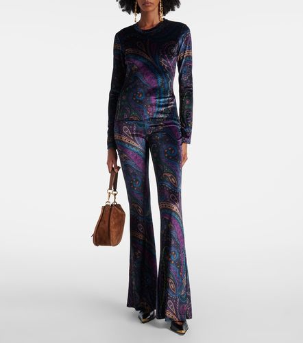 Pantalon évasé imprimé à taille haute en velours - Etro - Modalova