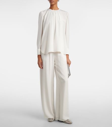 Pantalon droit à taille mi-haute en soie - Oscar de la Renta - Modalova
