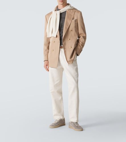 Pantalon droit en coton et lin - Brunello Cucinelli - Modalova