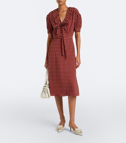 Robe midi en soie à pois et volants - Prada - Modalova