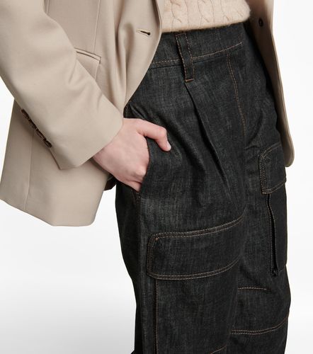 Pantalon cargo à taille haute en jean - Brunello Cucinelli - Modalova