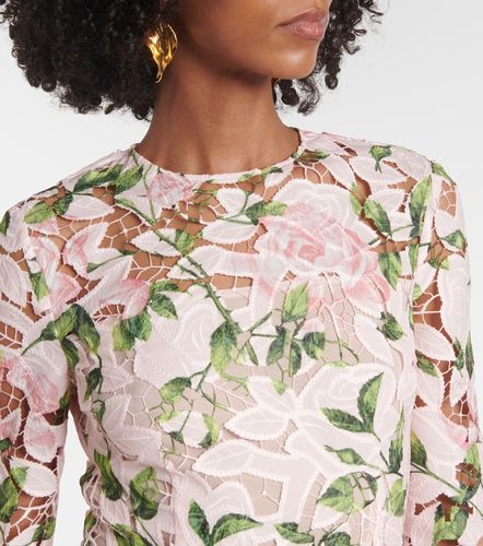 Robe longue en guipure à fleurs - Oscar de la Renta - Modalova