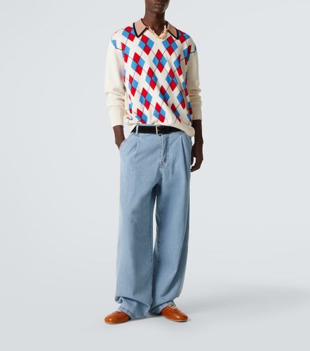 Polo en coton et laine à motif Argyle - Dries Van Noten - Modalova