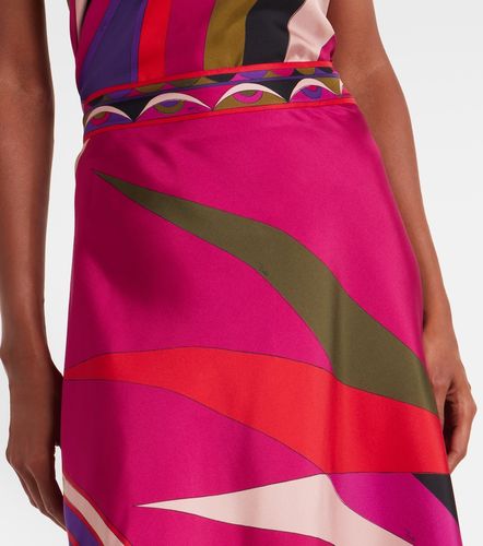 Jupe midi Hawaii asymétrique en satin de soie - Pucci - Modalova