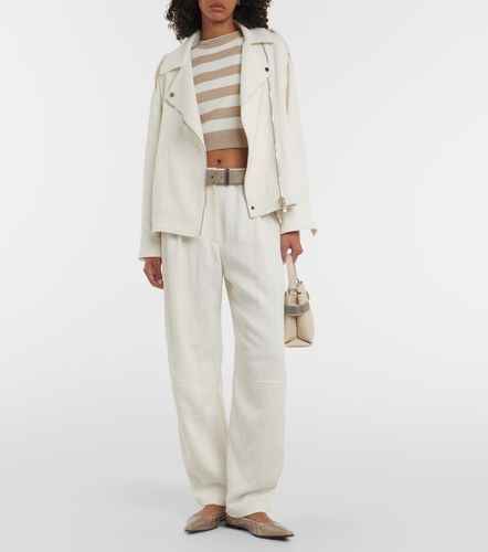 Veste biker en coton et lin - Brunello Cucinelli - Modalova