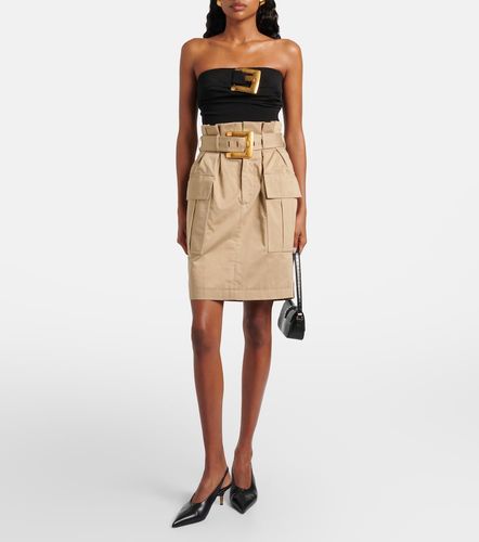 Mini-jupe à taille haute en coton - Balmain - Modalova