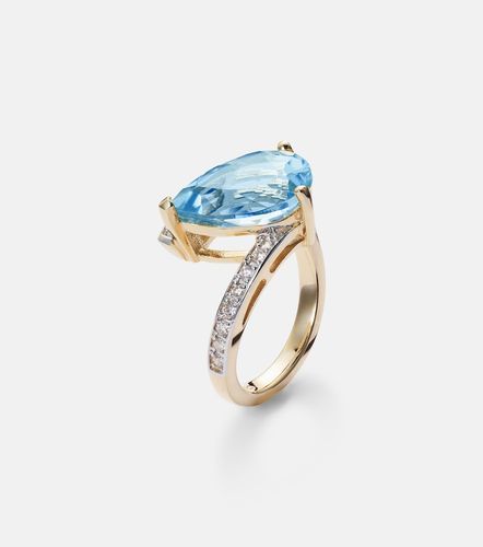 Bague Slanted en or 14 ct, topazes et diamants - Mateo - Modalova