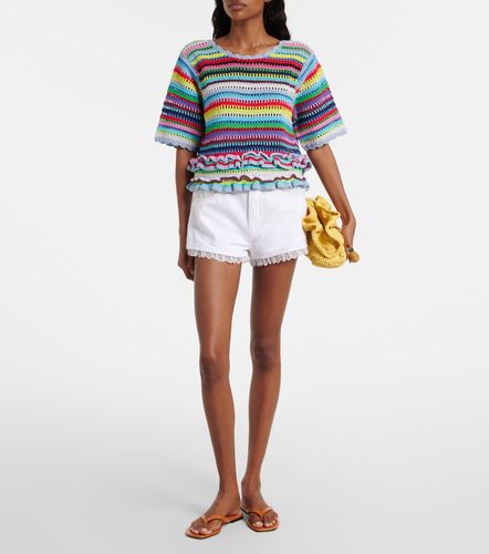 Ganni Short en denim à dentelle - Ganni - Modalova