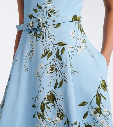 Robe midi ceinturée à fleurs - Monique Lhuillier - Modalova