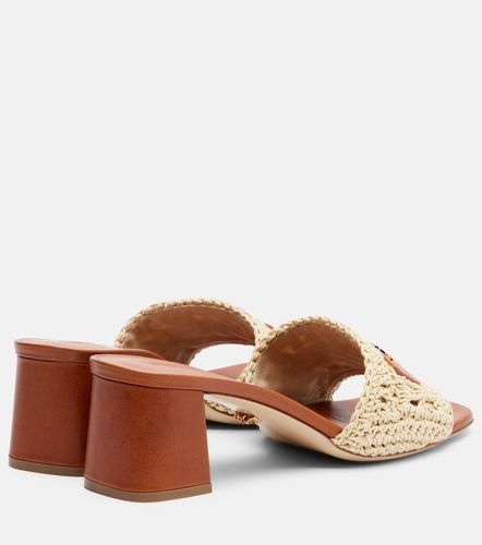 Mules en raphia et cuir à logo - Versace - Modalova