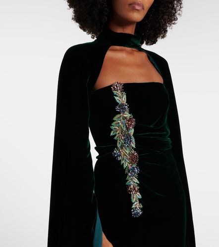 Robe longue Brisha en velours à ornements - Costarellos - Modalova