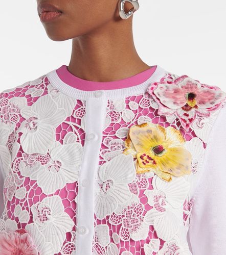 Cardigan en coton mélangé à fleurs - Oscar de la Renta - Modalova