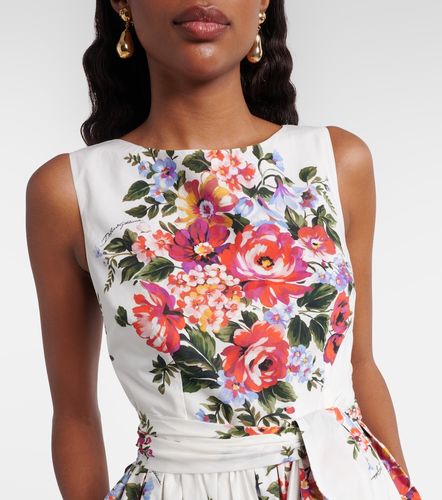 Robe midi en coton à fleurs - Dolce&Gabbana - Modalova