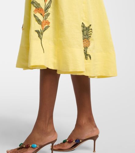 Robe midi Frontera en lin à patchs appliqués - Agua by Agua Bendita - Modalova